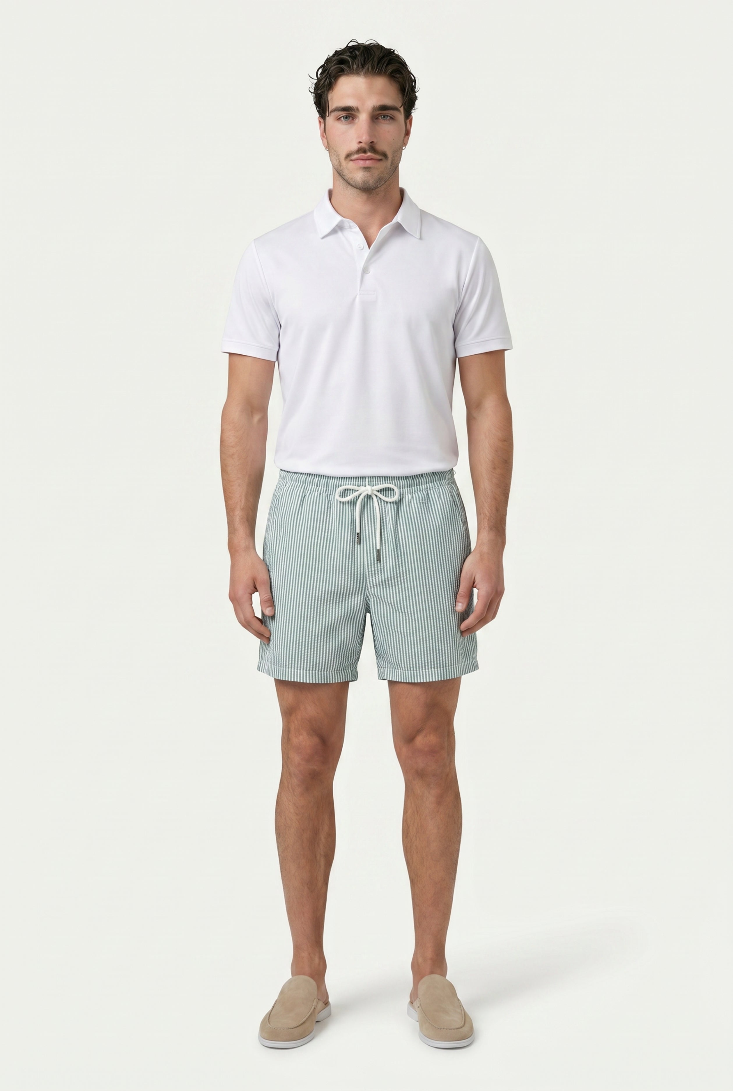 Amalfi Swim Short Green/White Stripe