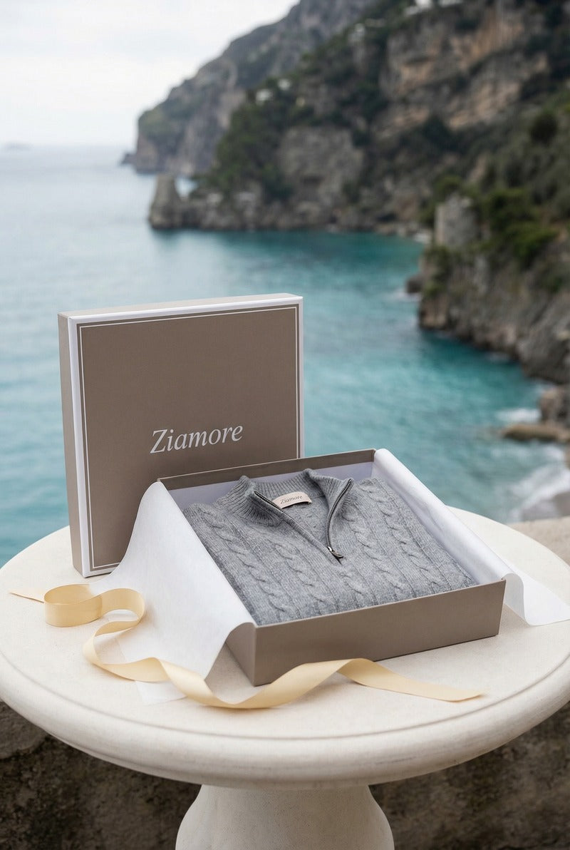 Como Cashmere Quarter Zip Dark Grey