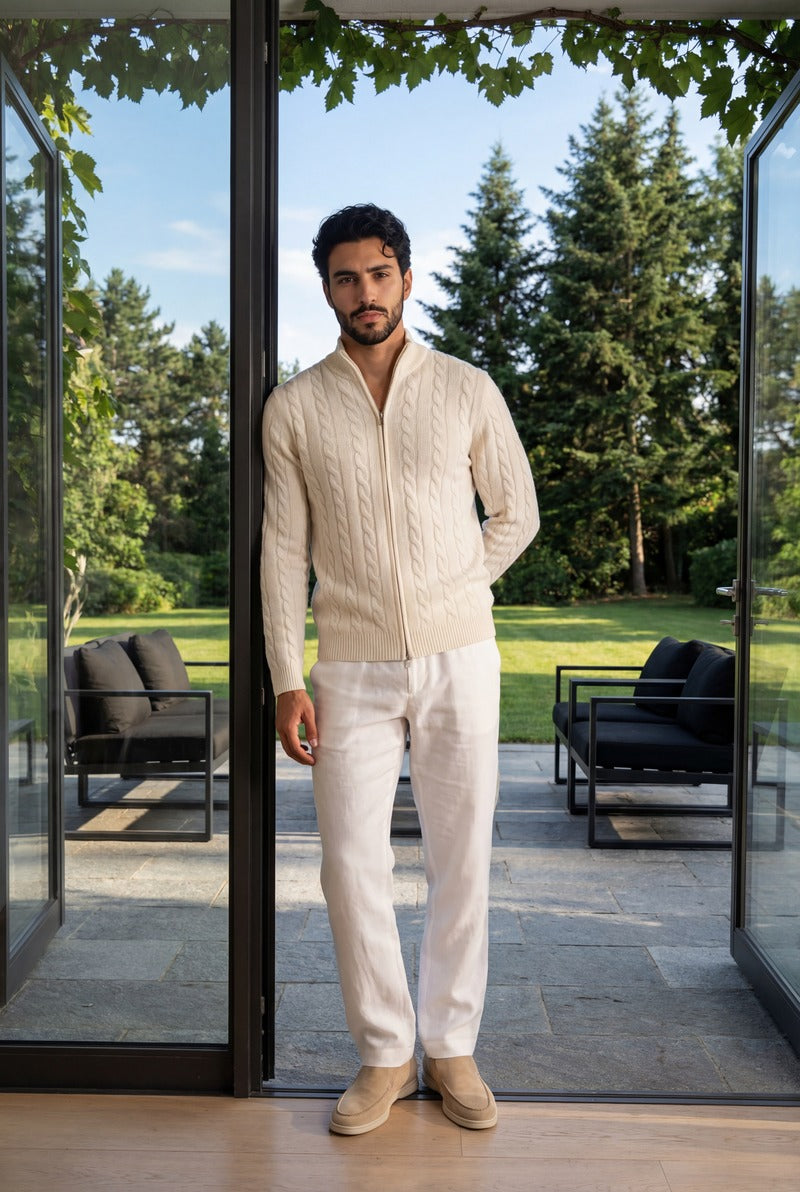 Como Cashmere Quarter Zip Beige
