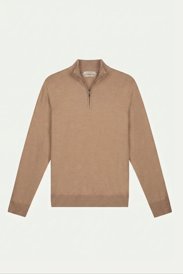 Merino Quarter Zip Camel