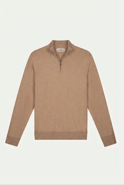 Merino Quarter Zip Camel