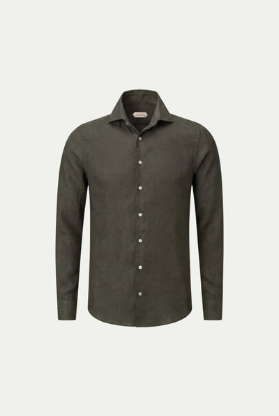Amalfi Long Sleeve Linen Shirt Olive