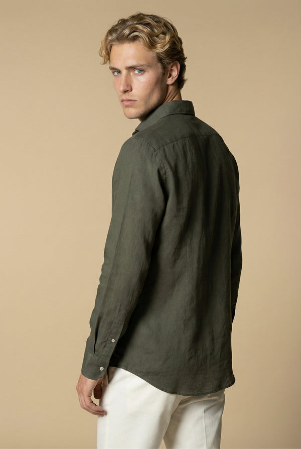Amalfi Long Sleeve Linen Shirt Olive