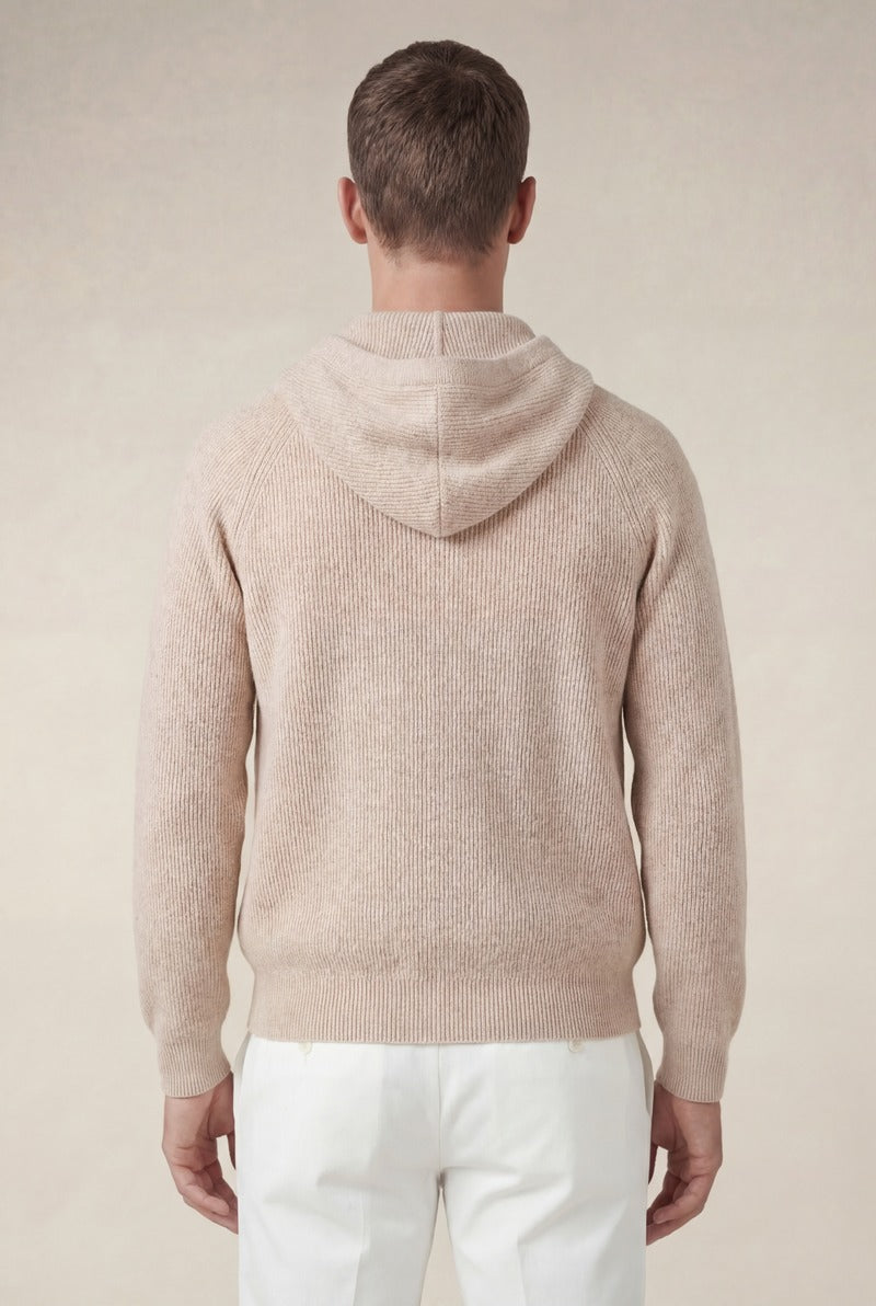 Cortina Cashmere Zip Hoodie Beige