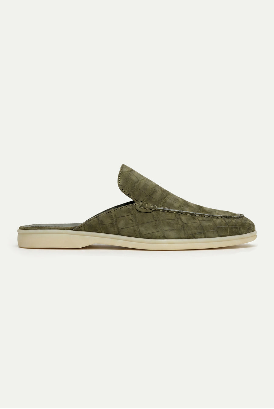 Yacht Mule Nubuck Crocodile Olive