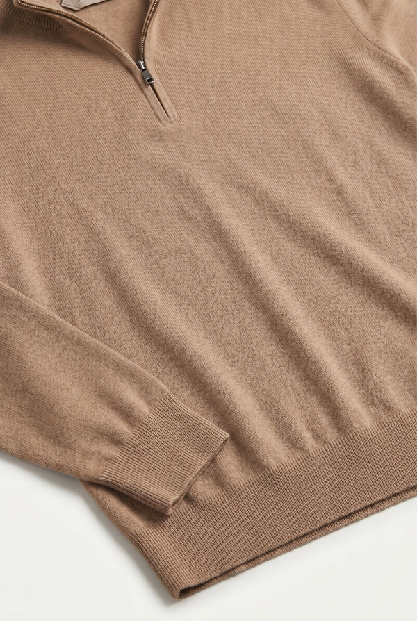 Merino Quarter Zip Camel