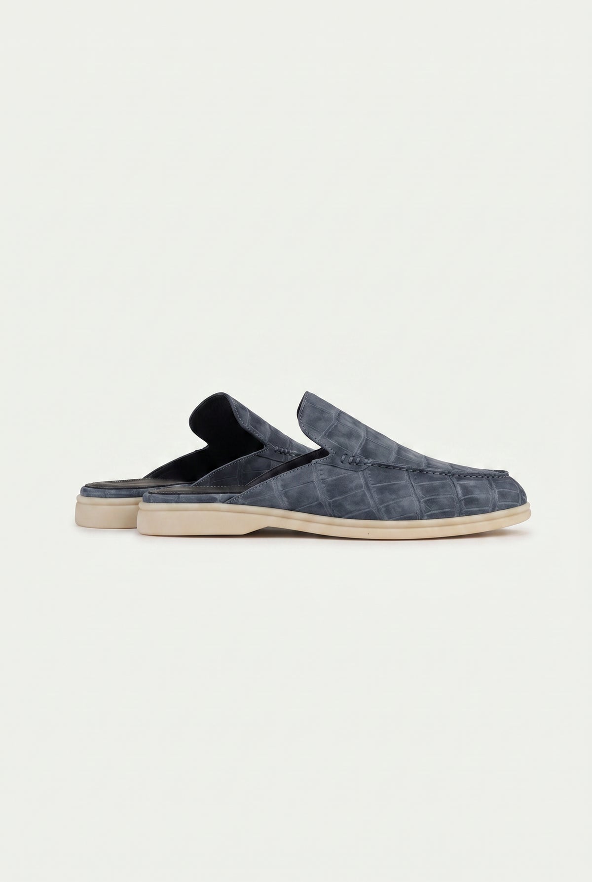 Yacht Mule Nubuck Crocodile Slate