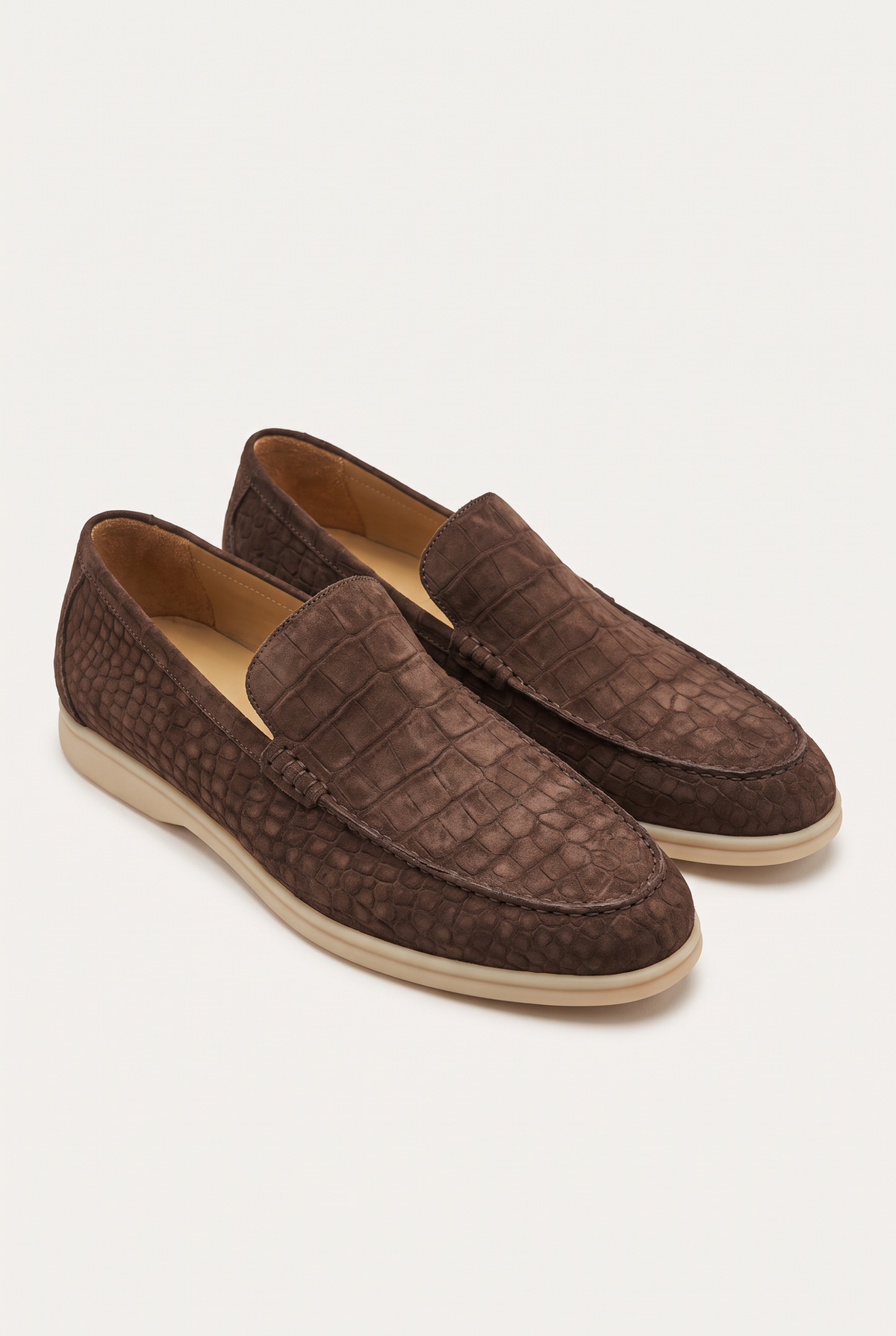 Yacht Loafer Nubuck Crocodile Espresso