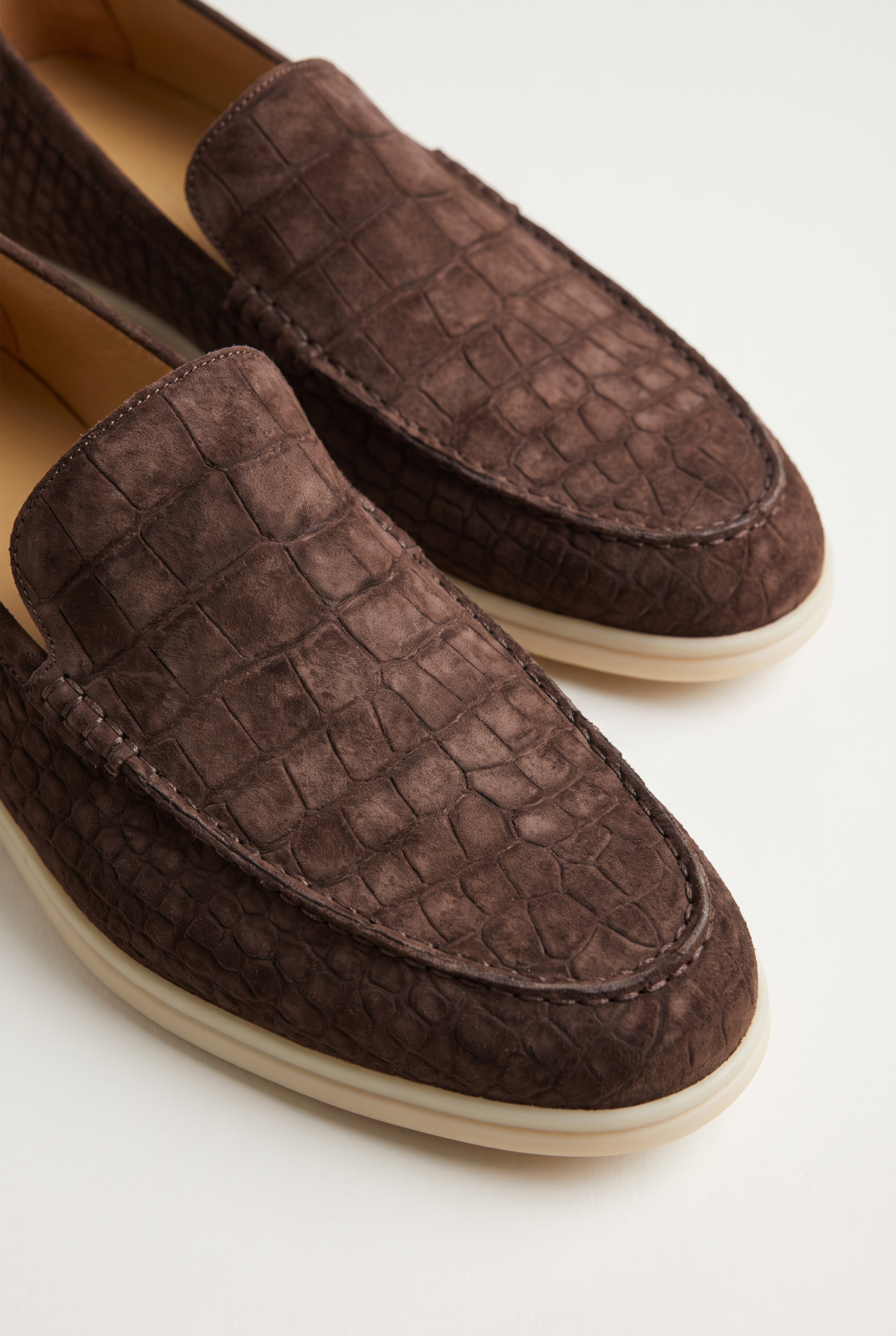 Yacht Loafer Nubuck Crocodile Espresso