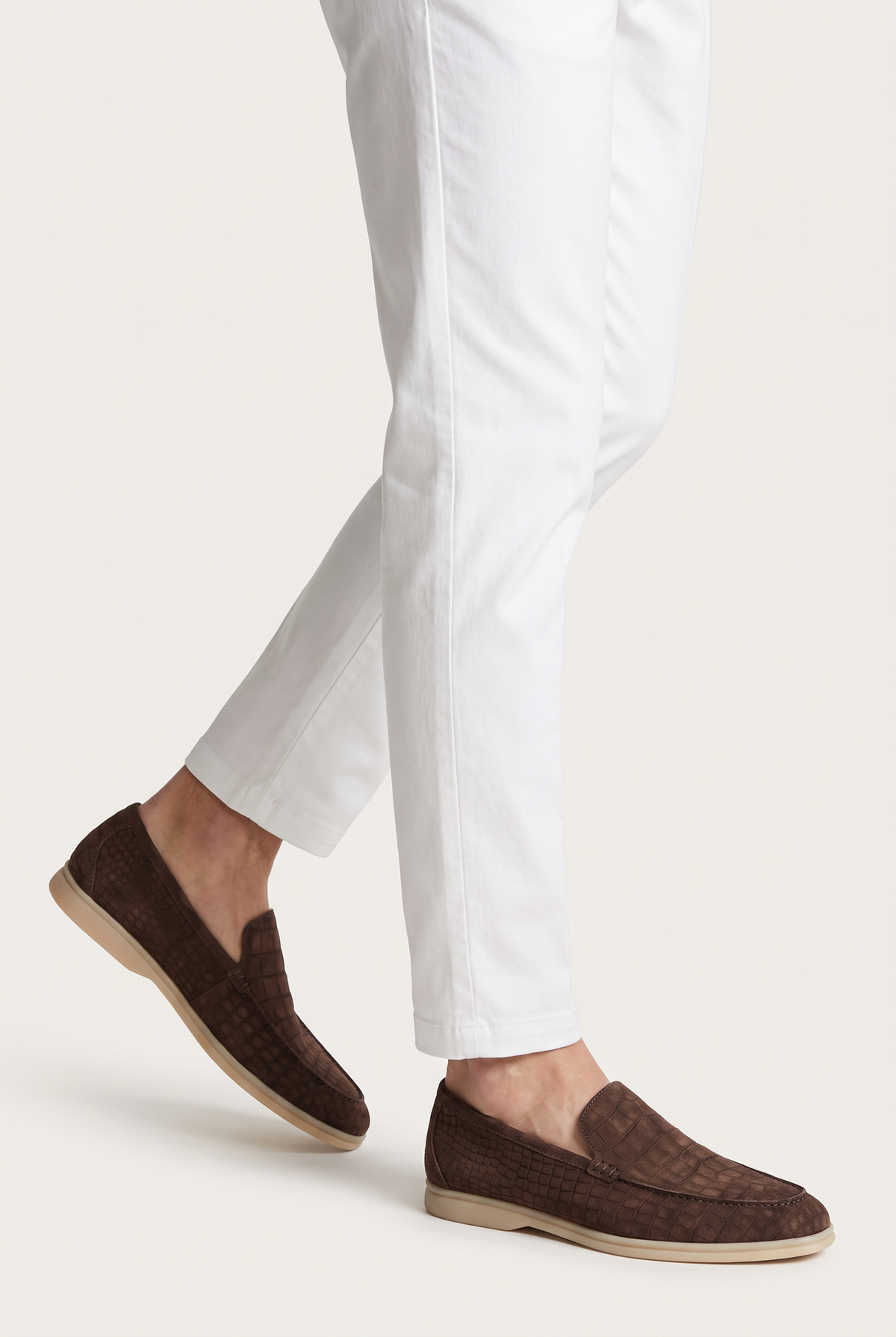 Yacht Loafer Nubuck Crocodile Espresso
