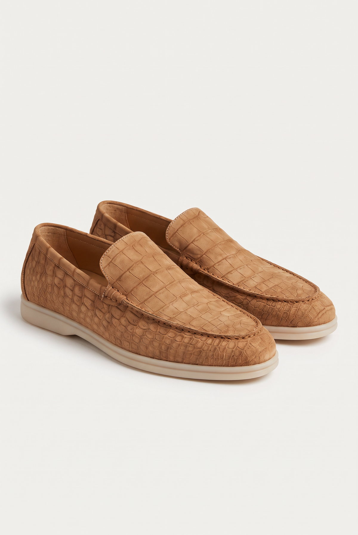 Yacht Loafer Nubuck Crocodile Camel