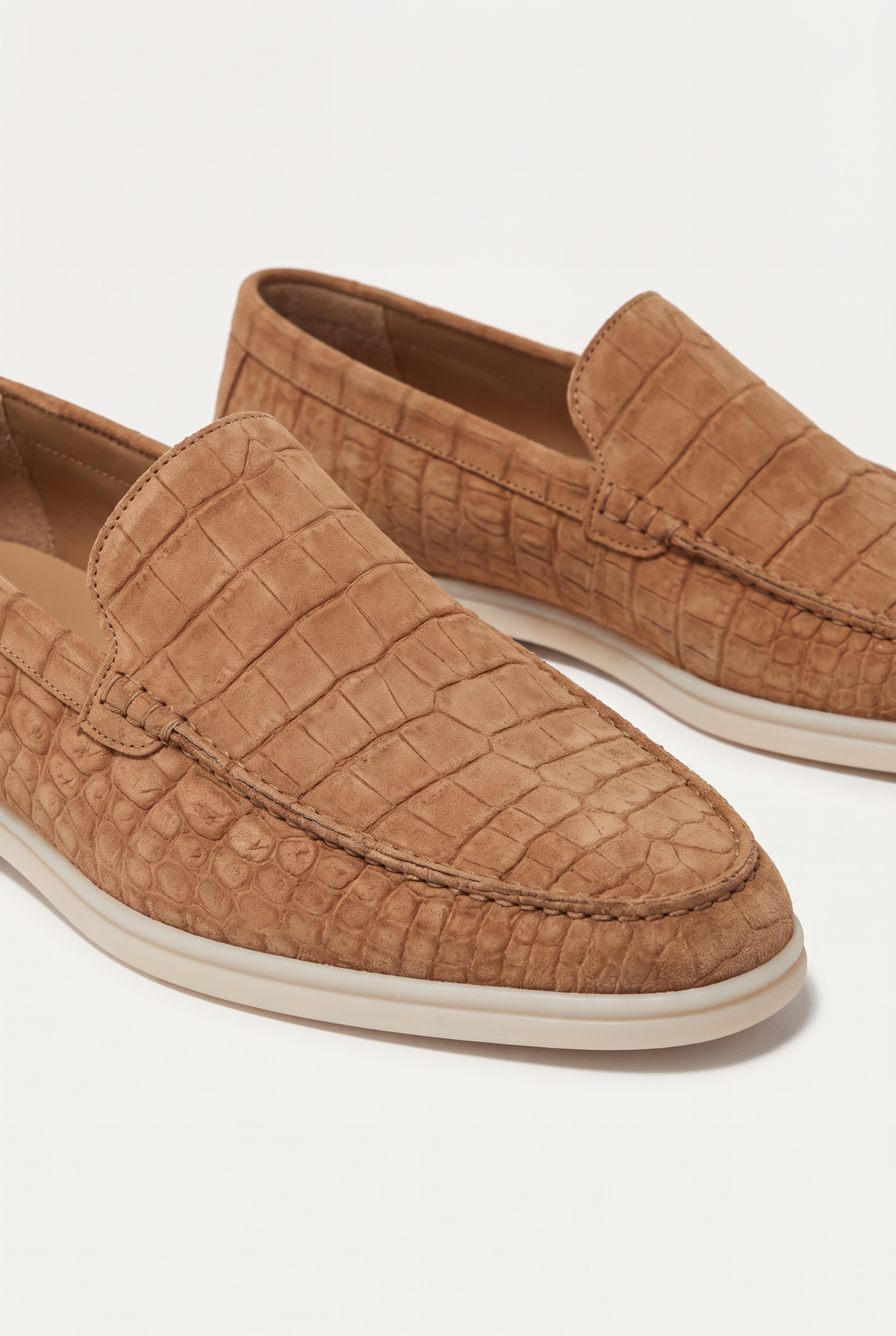Yacht Loafer Nubuck Crocodile Camel