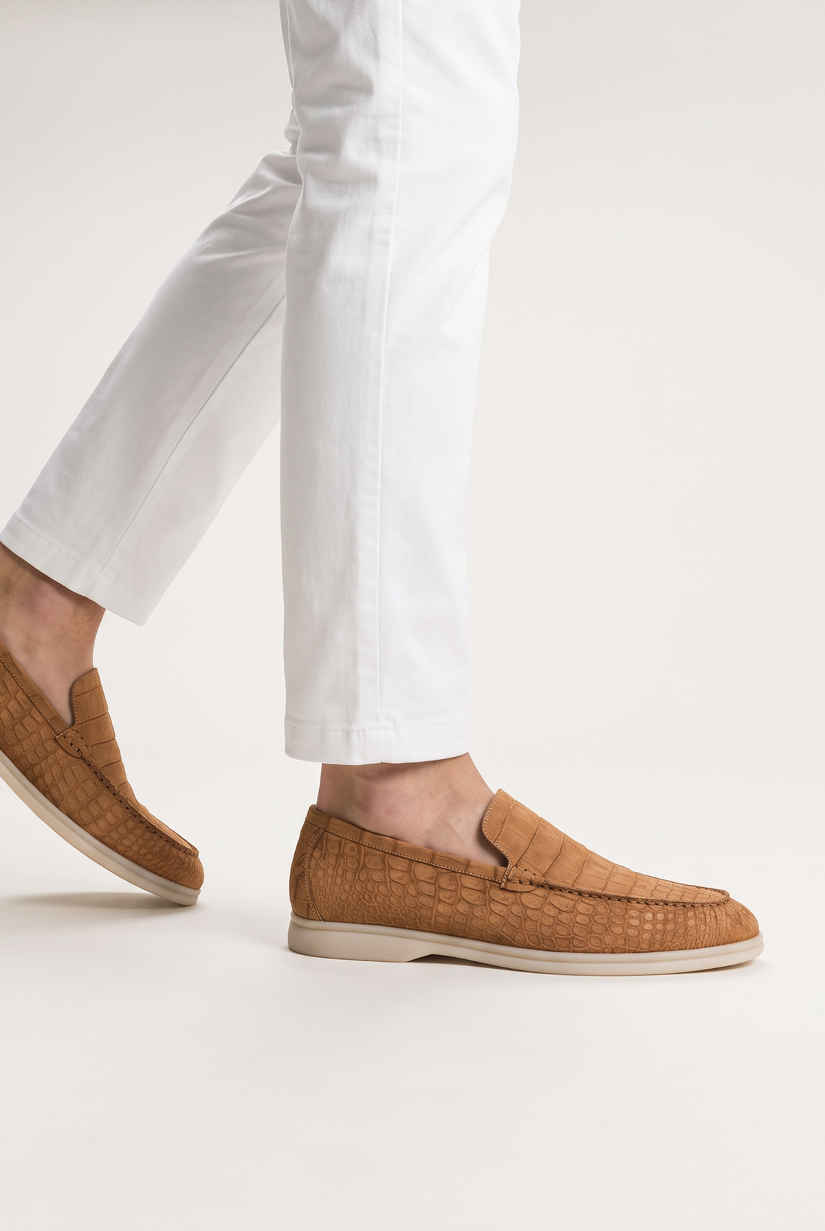 Yacht Loafer Nubuck Crocodile Camel