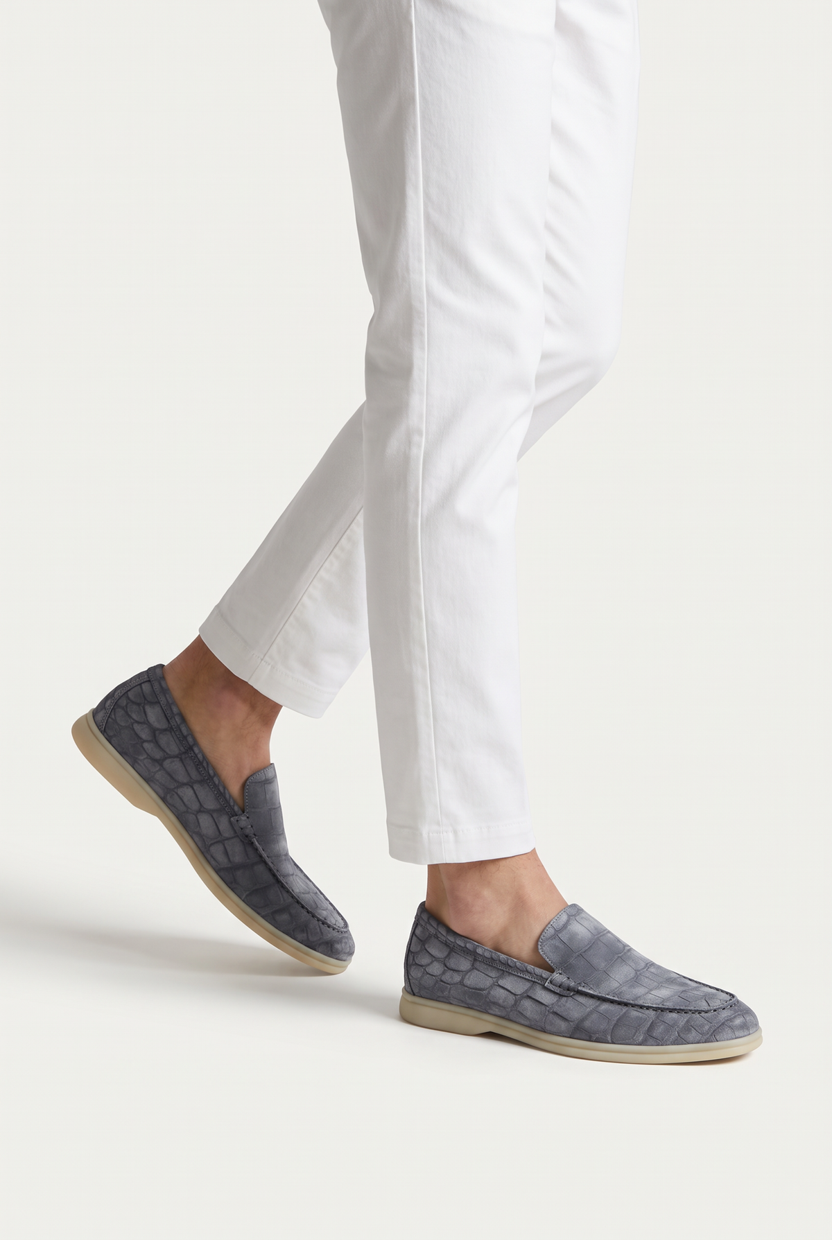 Yacht Loafer Nubuck Crocodile Grey