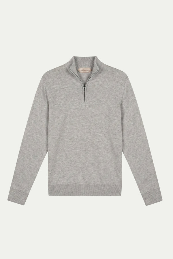 Merino Quarter Zip Grey Marl