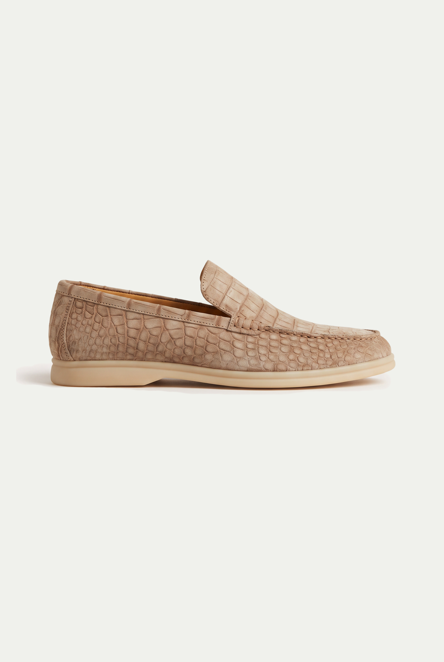 Yacht Loafer Nubuck Crocodile Sand