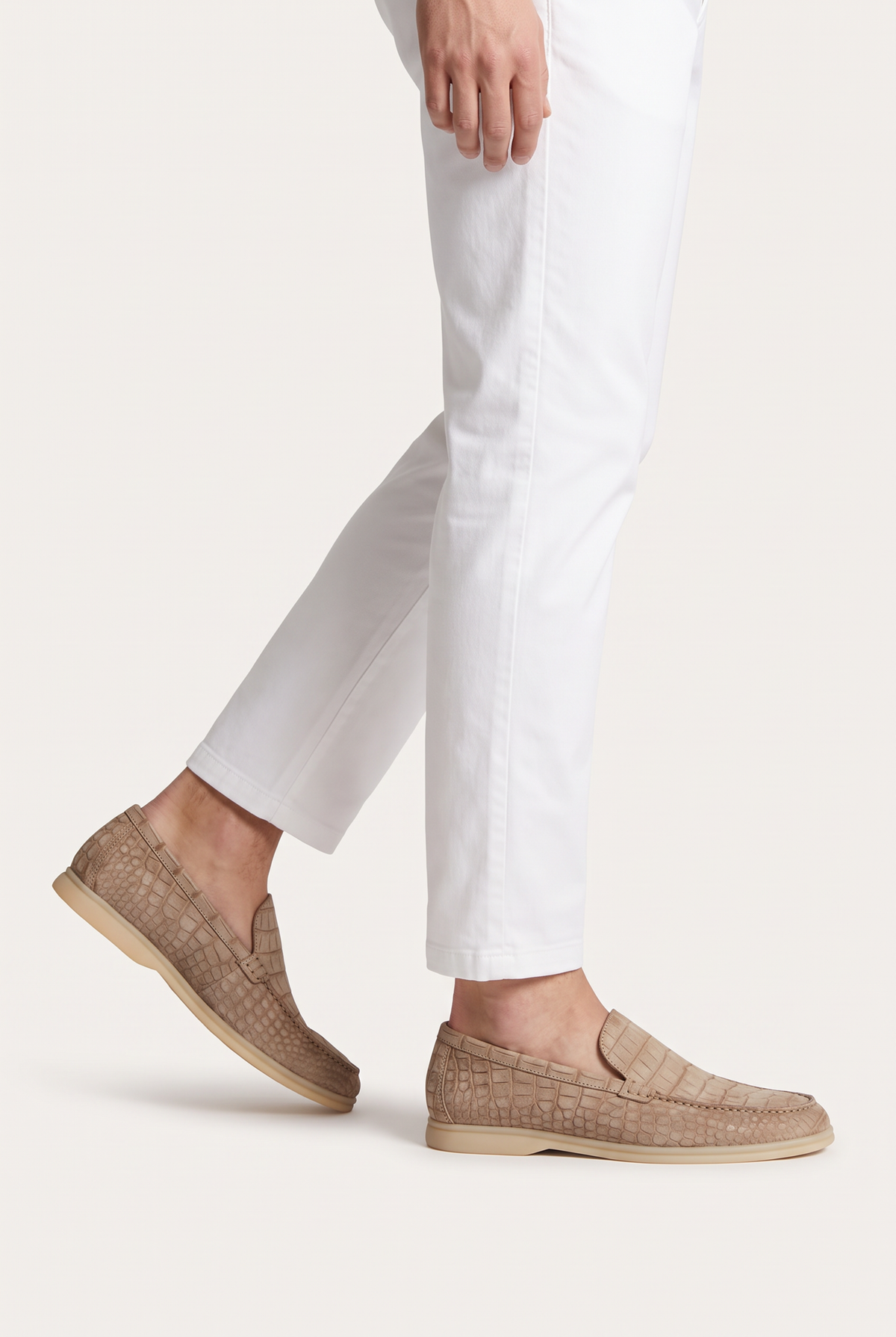 Yacht Loafer Nubuck Crocodile Sand