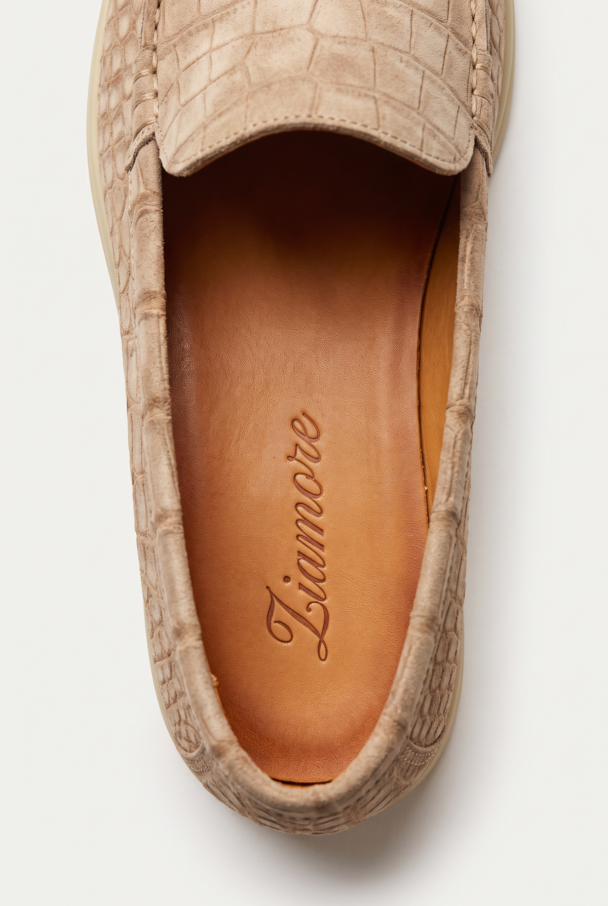 Yacht Loafer Nubuck Crocodile Sand