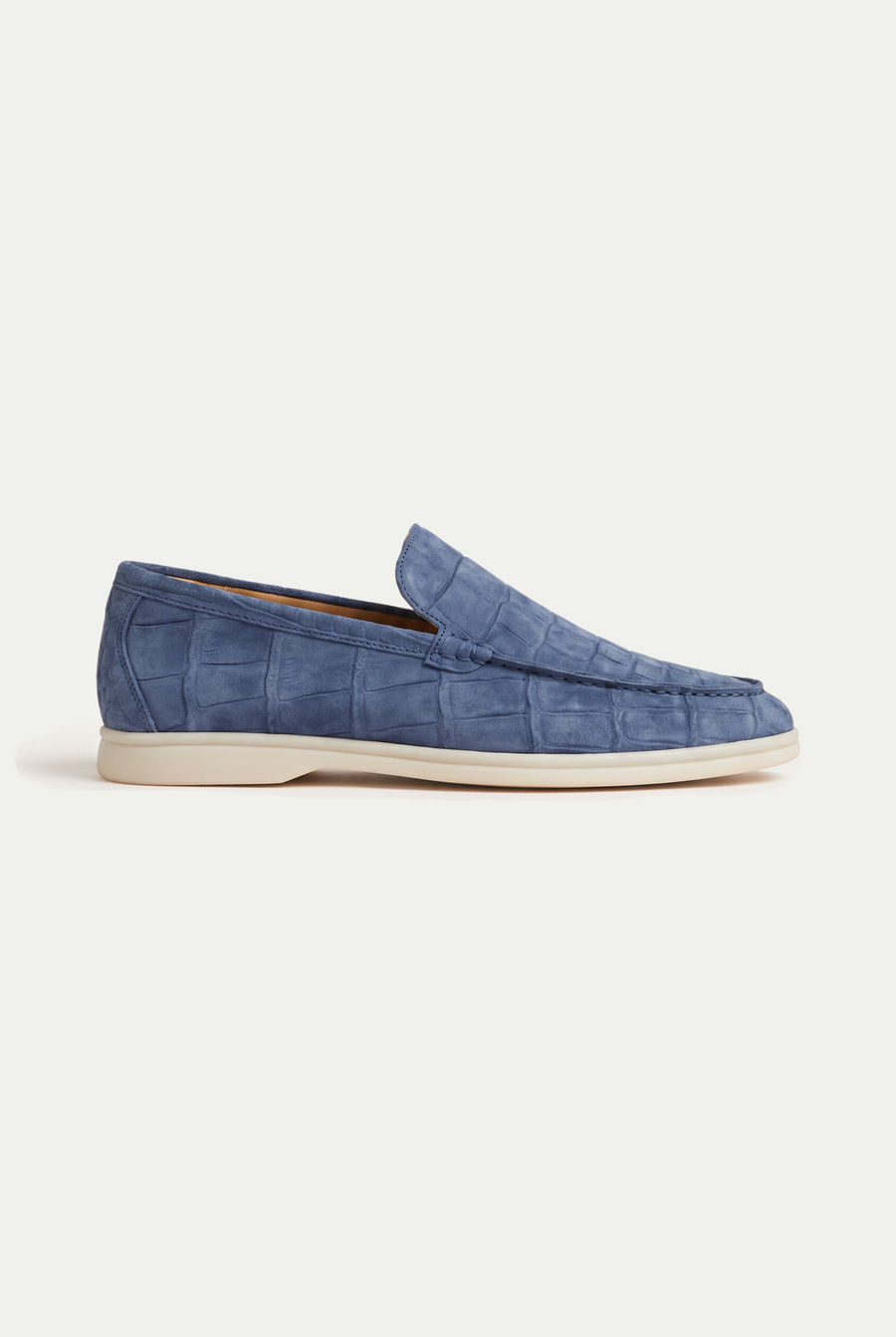 Yacht Loafer Nubuck Crocodile Ocean Blue