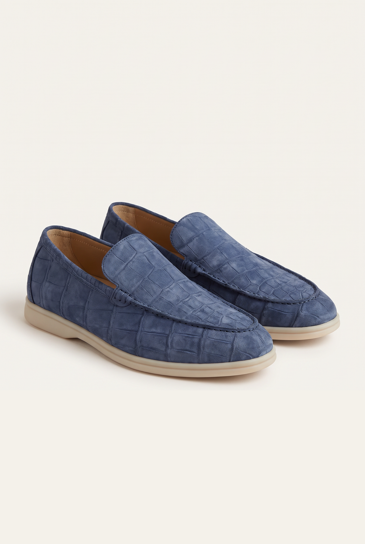 Yacht Loafer Nubuck Crocodile Ocean Blue