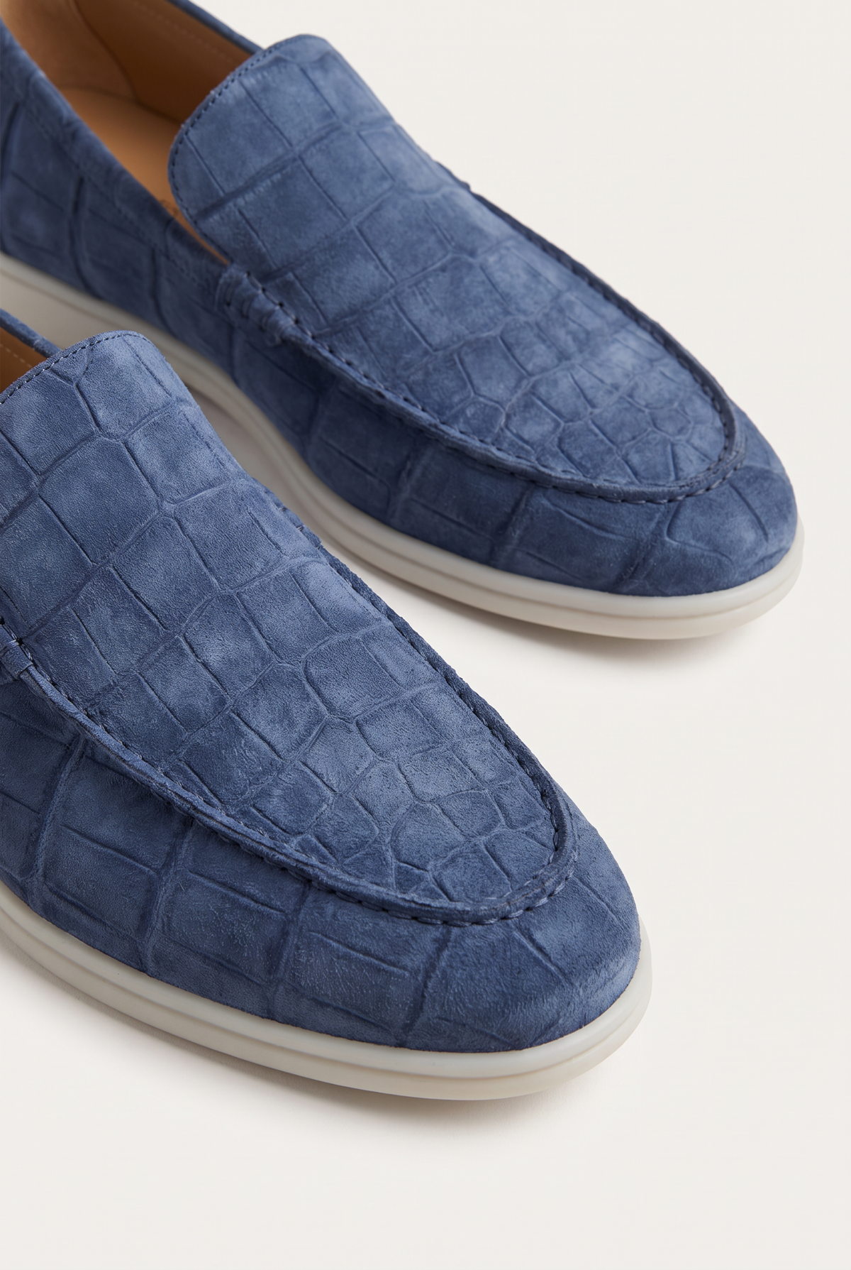 Yacht Loafer Nubuck Crocodile Ocean Blue