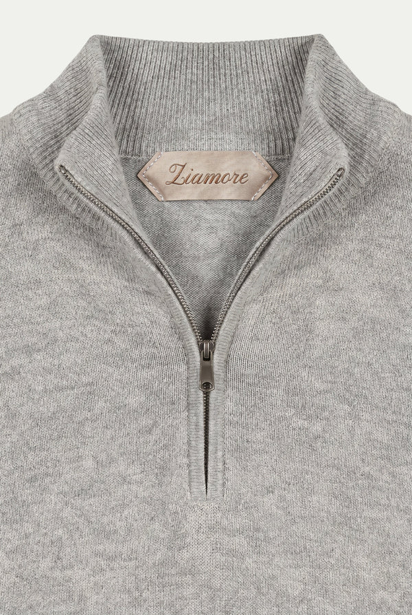 Merino Quarter Zip Grey Marl