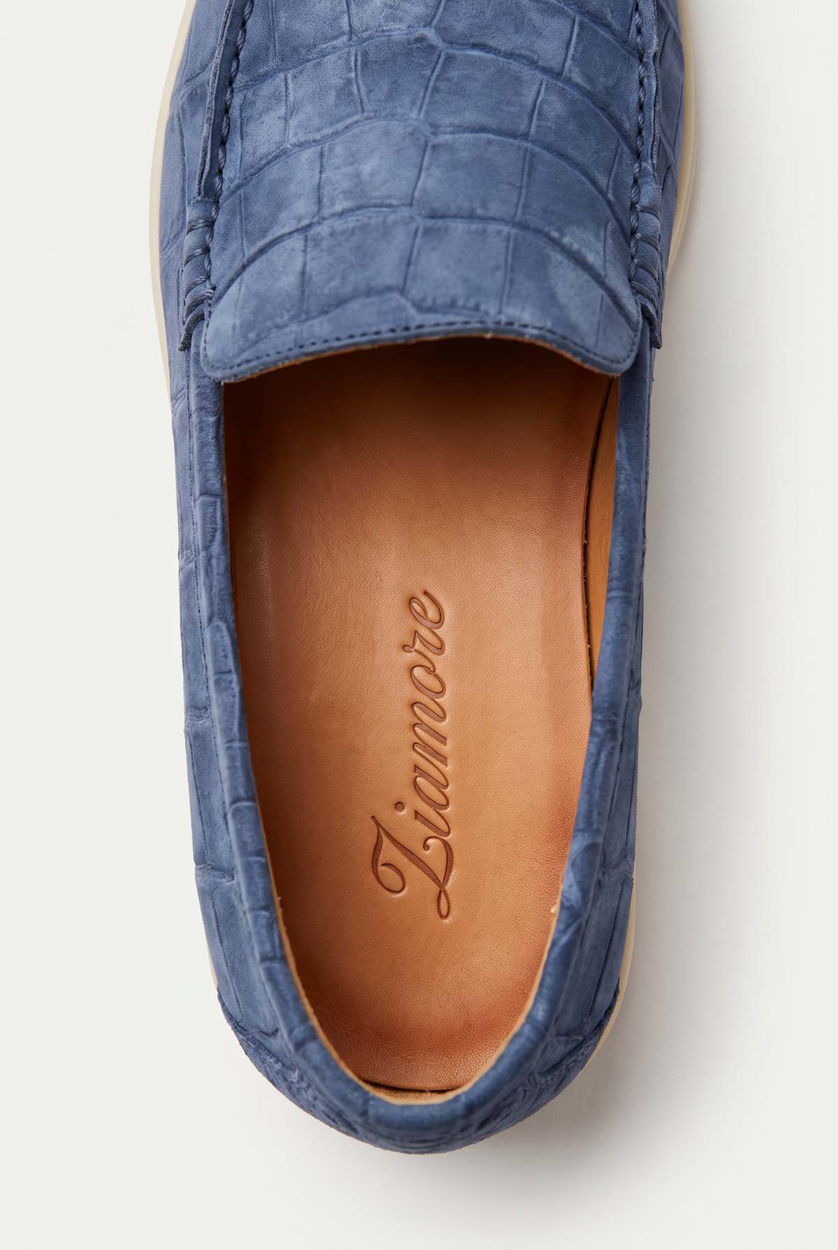 Yacht Loafer Nubuck Crocodile Ocean Blue
