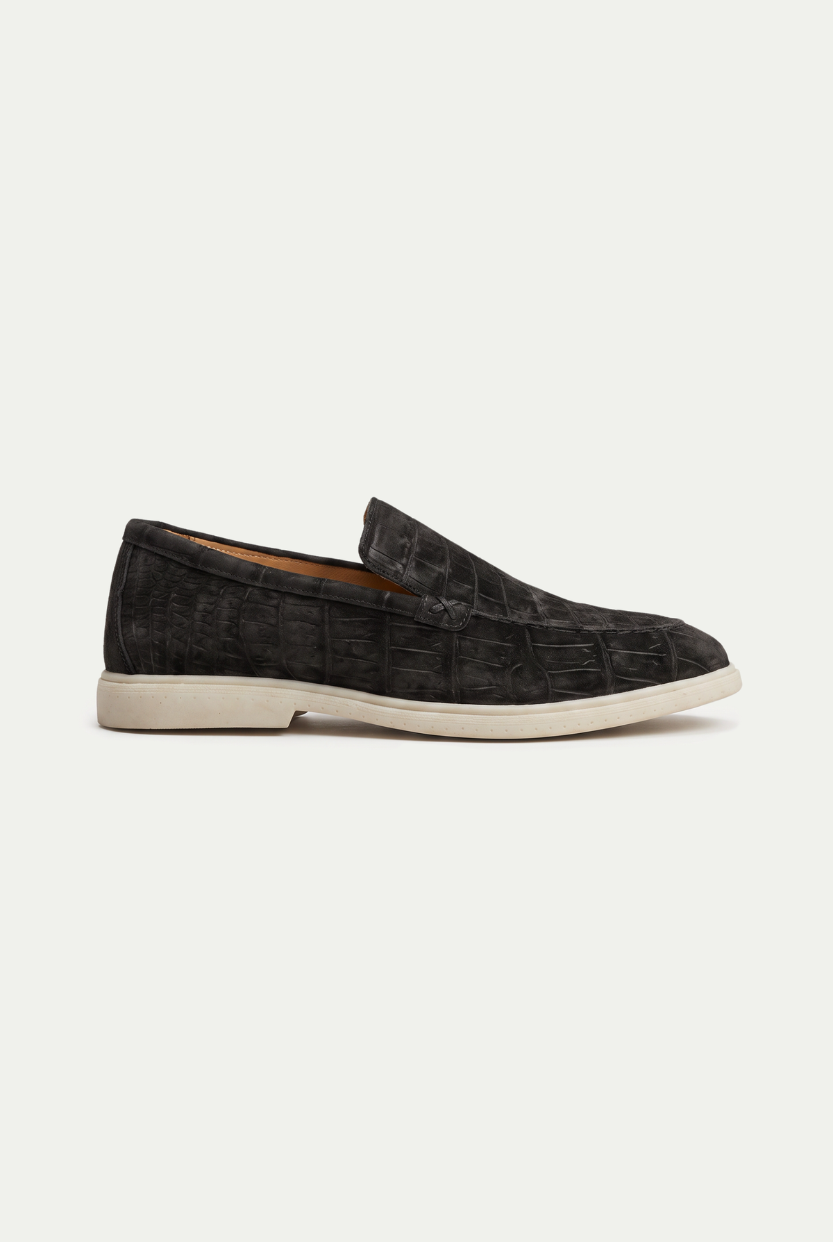 Yacht Loafer Nubuck Crocodile Charcoal