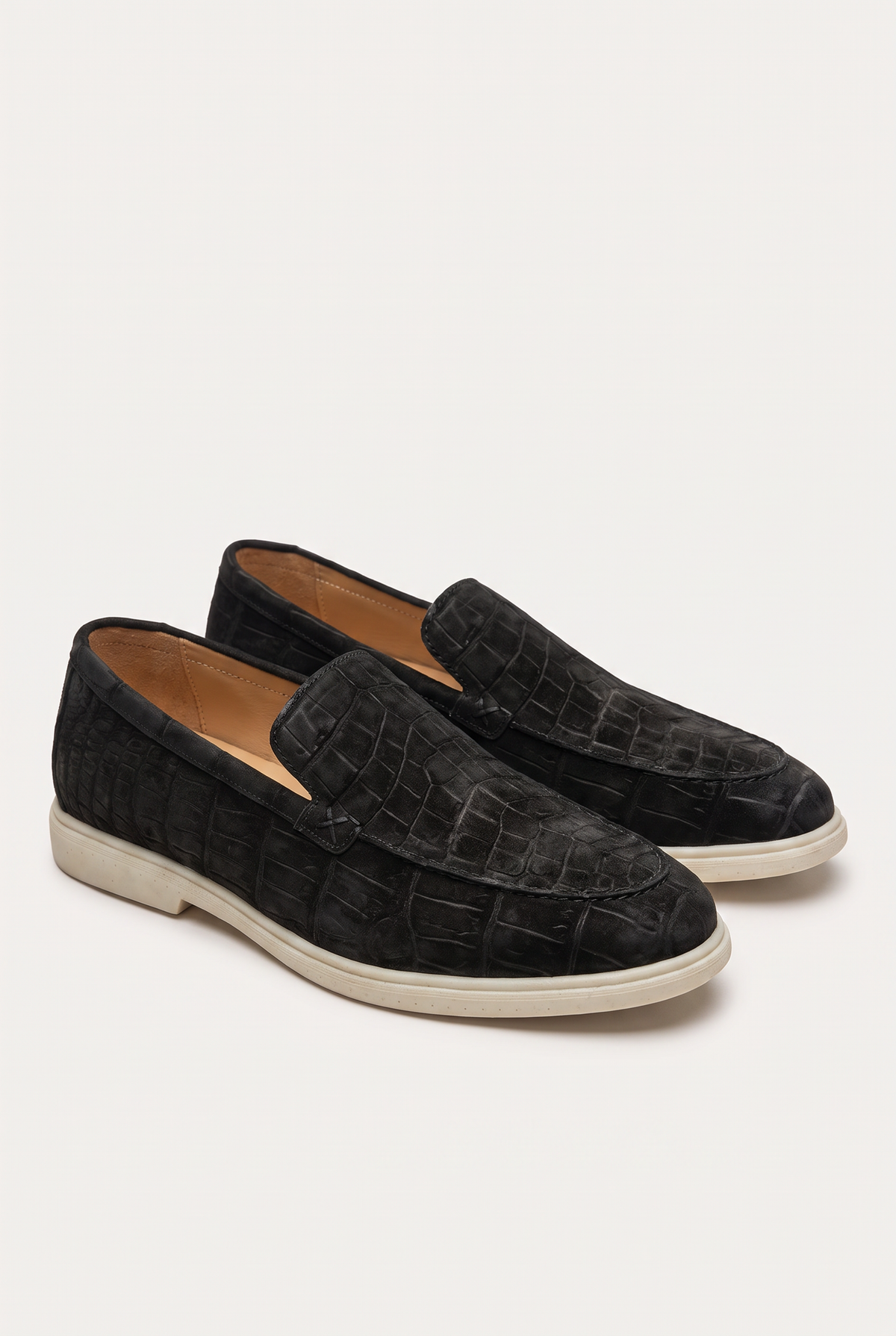 Yacht Loafer Nubuck Crocodile Charcoal