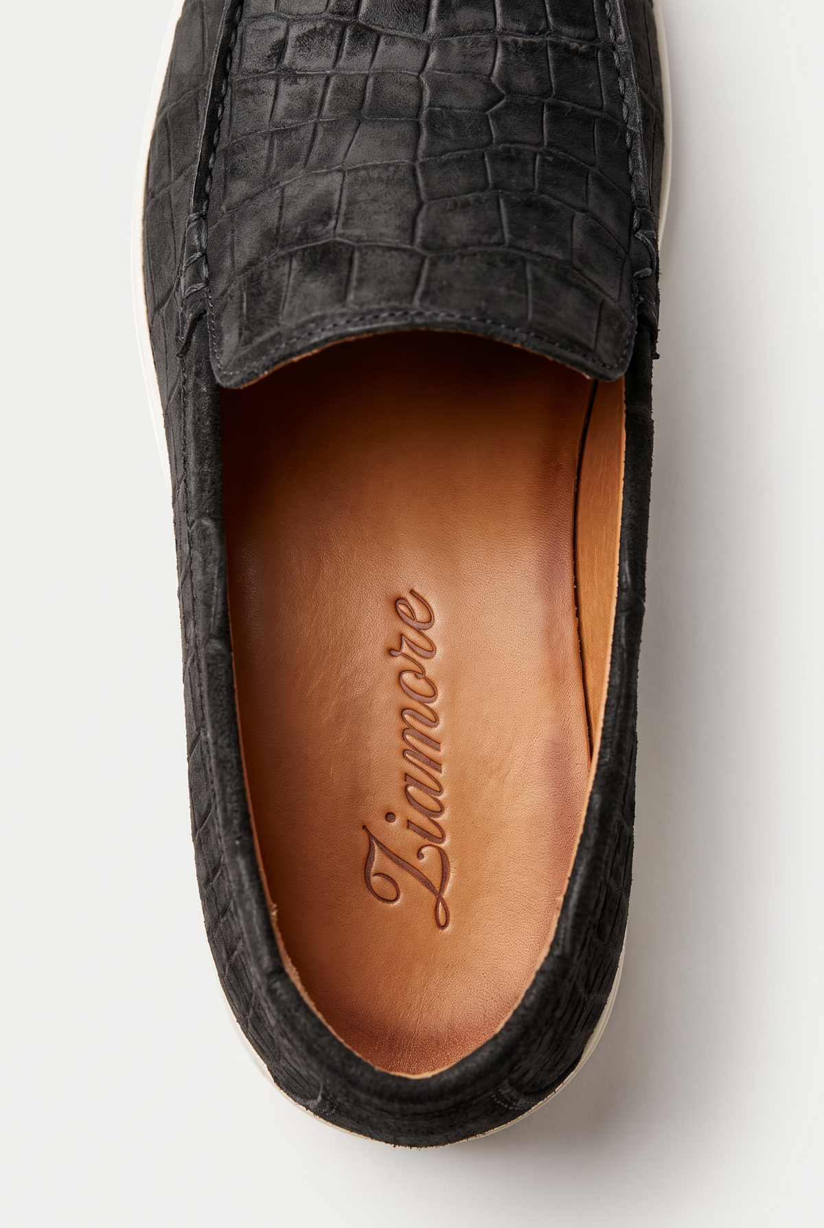Yacht Loafer Nubuck Crocodile Charcoal