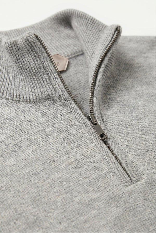 Merino Quarter Zip Grey Marl