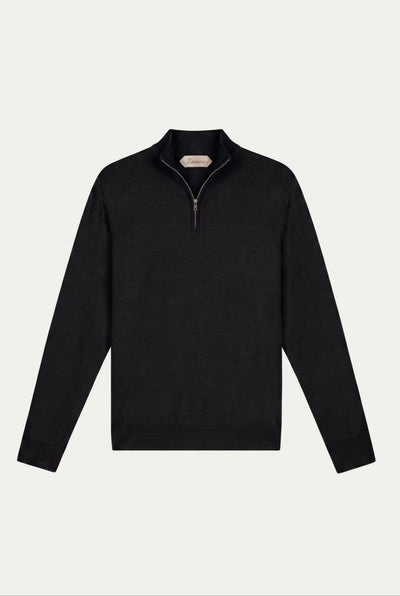 Merino Quarter Zip Black