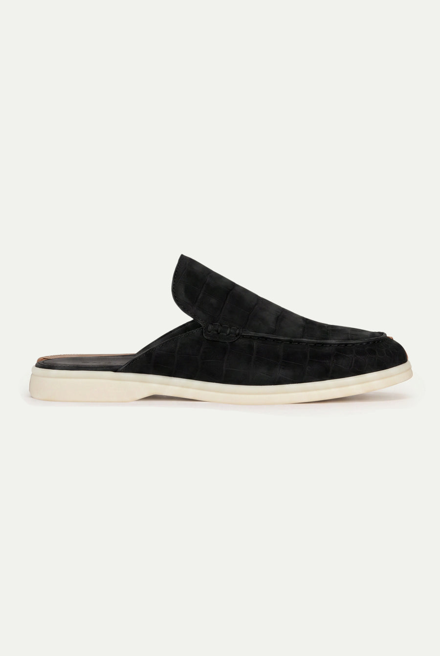 Yacht Mule Nubuck Crocodile Black
