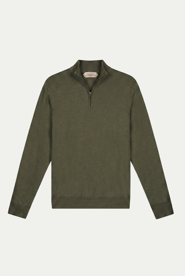 Merino Quarter Zip Olive