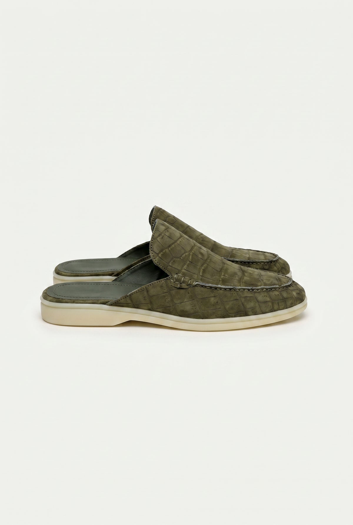 Yacht Mule Nubuck Crocodile Olive