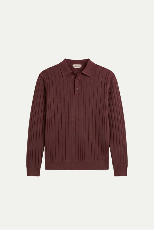 Extrafine Long Sleeve Polo Burgundy