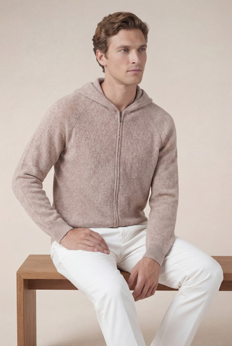Cortina Cashmere Zip Hoodie Brown