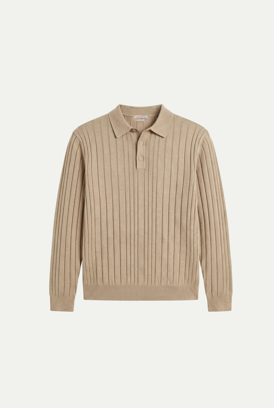 Extrafine Long Sleeve Polo Sand