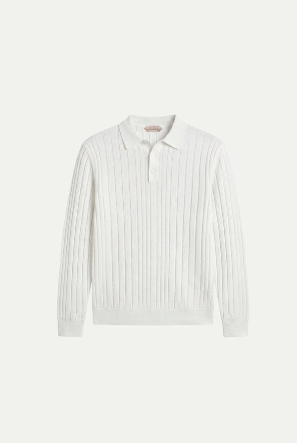 Extrafine Long Sleeve Polo White