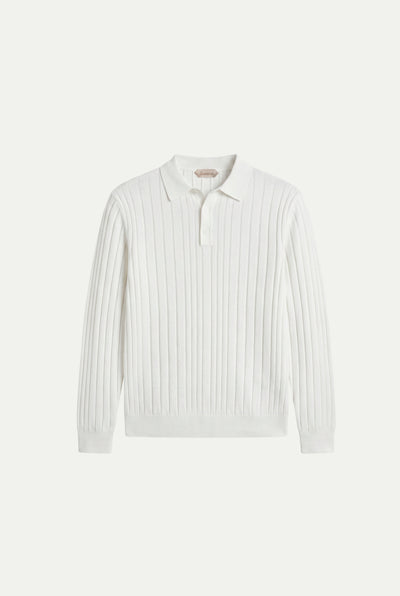 Extrafine Long Sleeve Polo White