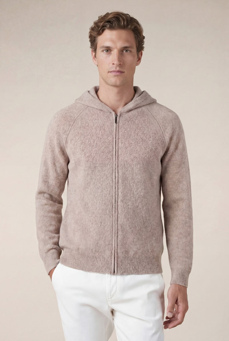 Cortina Cashmere Zip Hoodie Brown