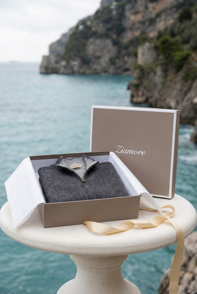 Sorrento Cashmere Full-Zip Knit Black
