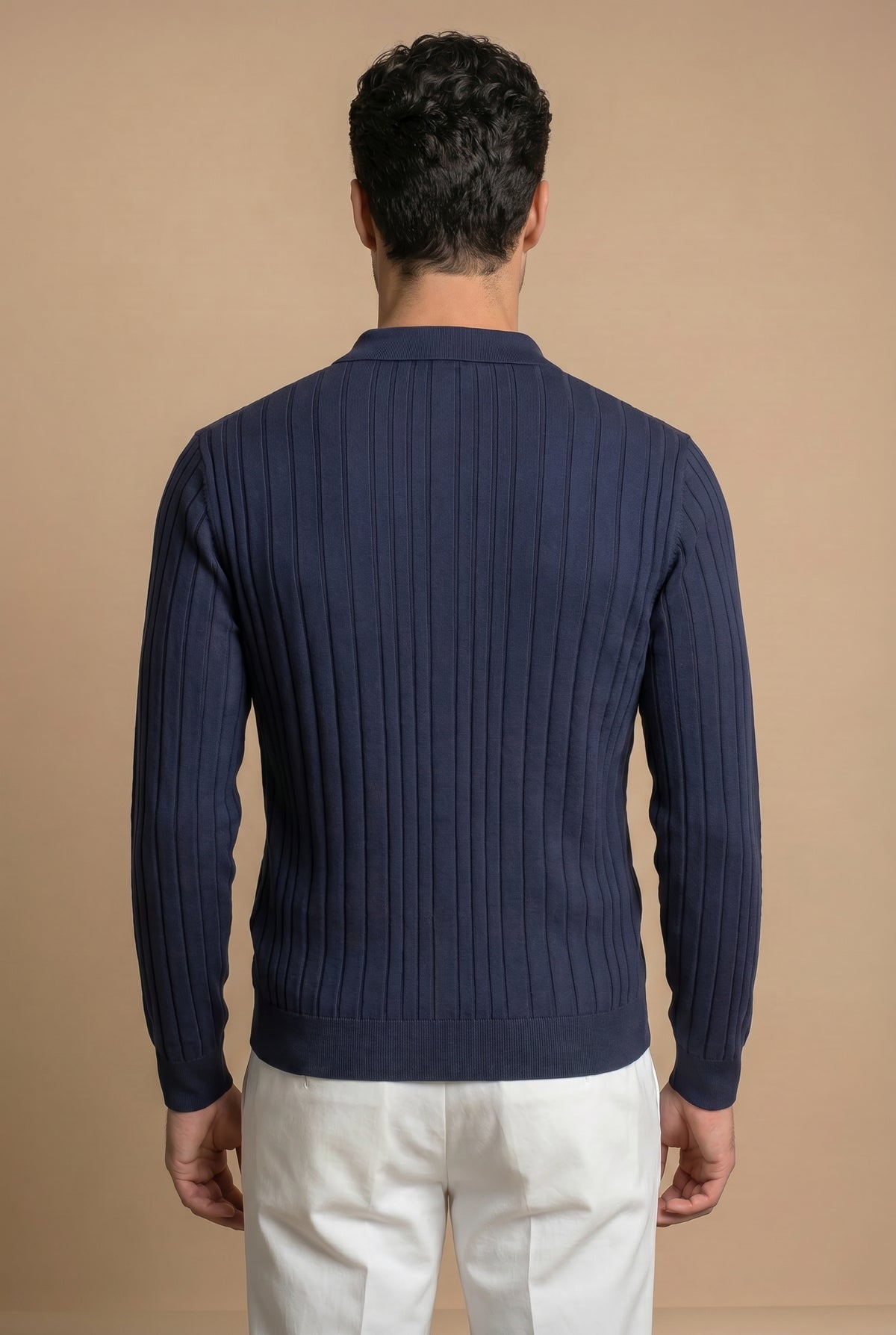 Extrafine Long Sleeve Polo Navy