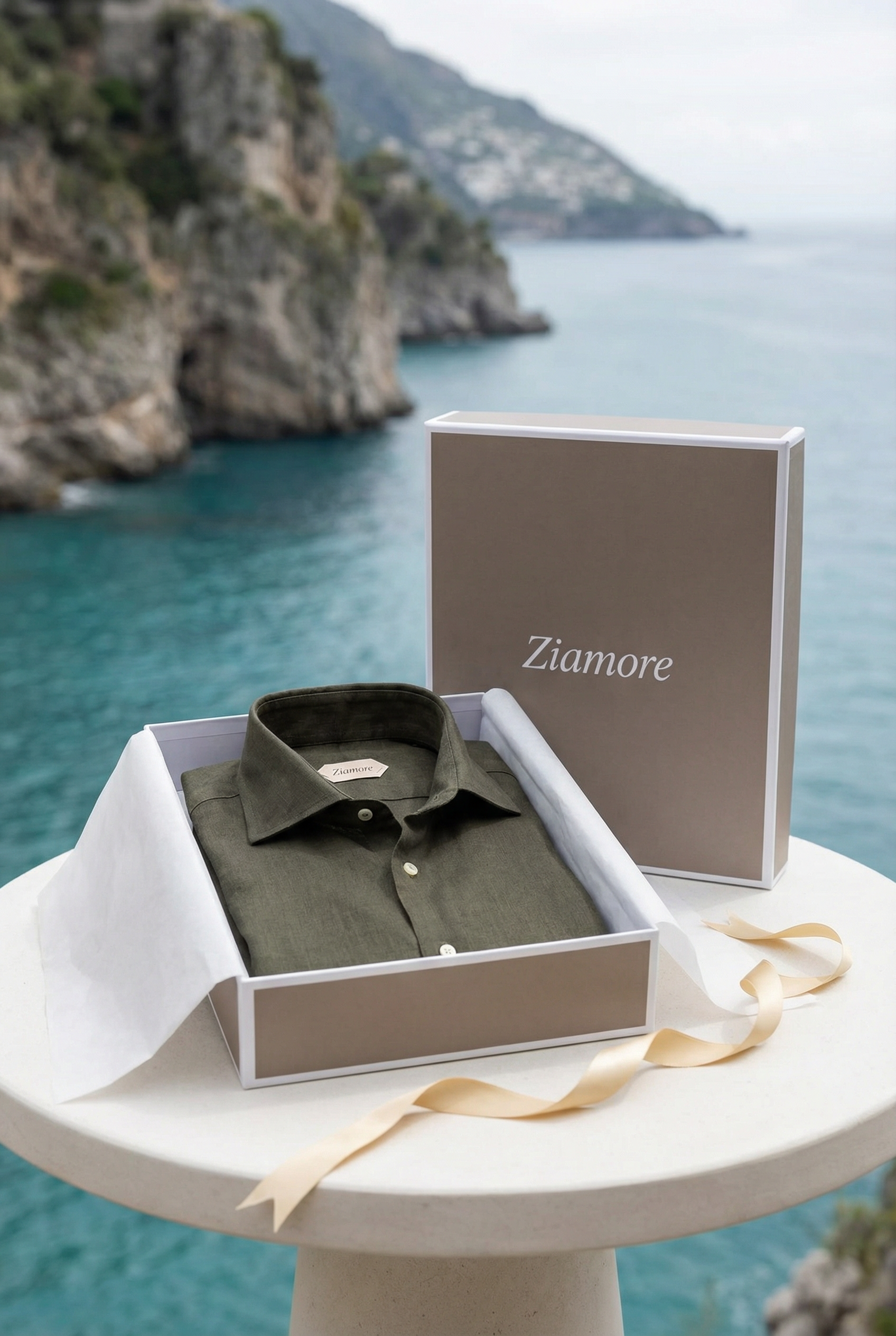 Amalfi Long Sleeve Linen Shirt Olive