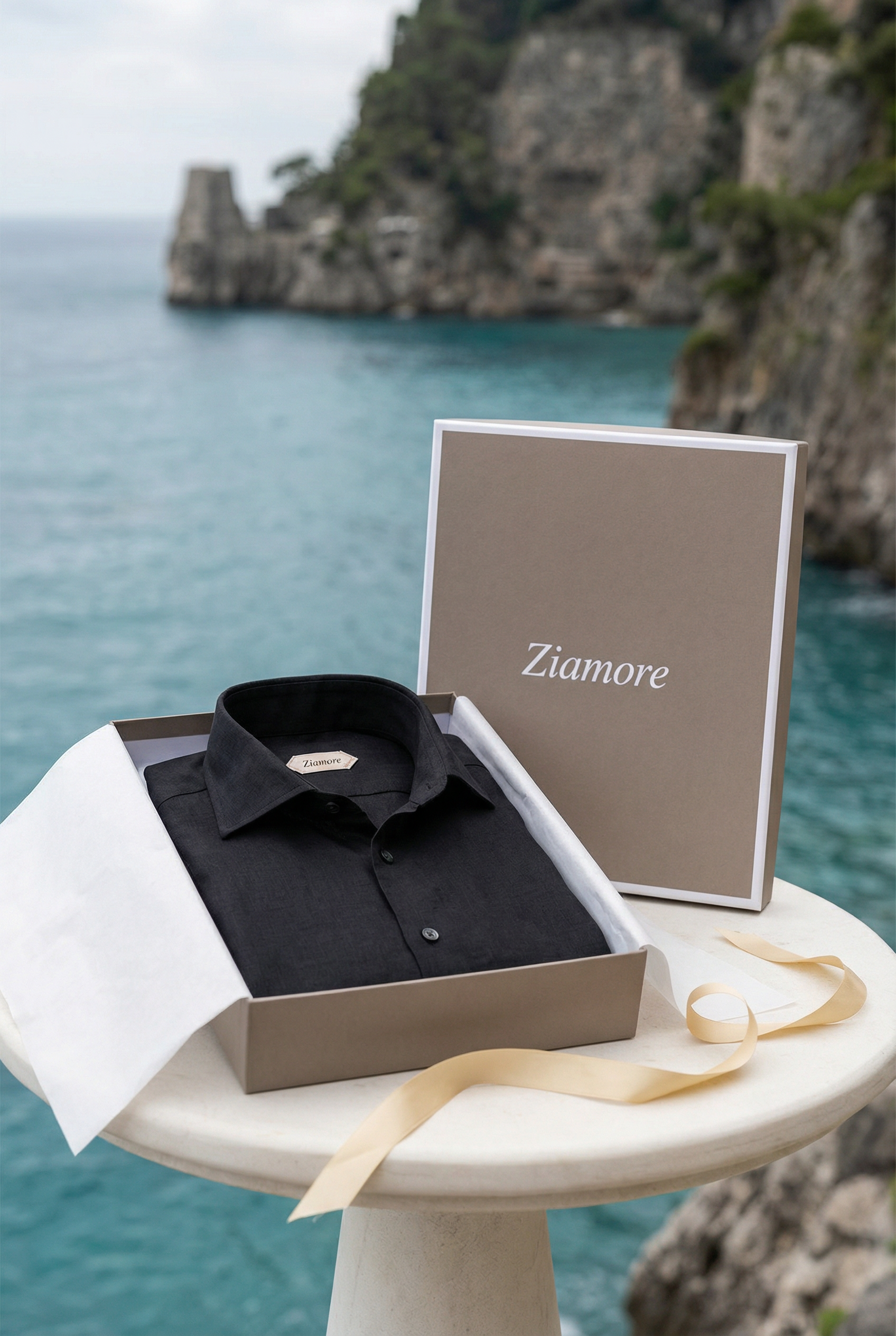 Amalfi Long Sleeve Linen Shirt Black