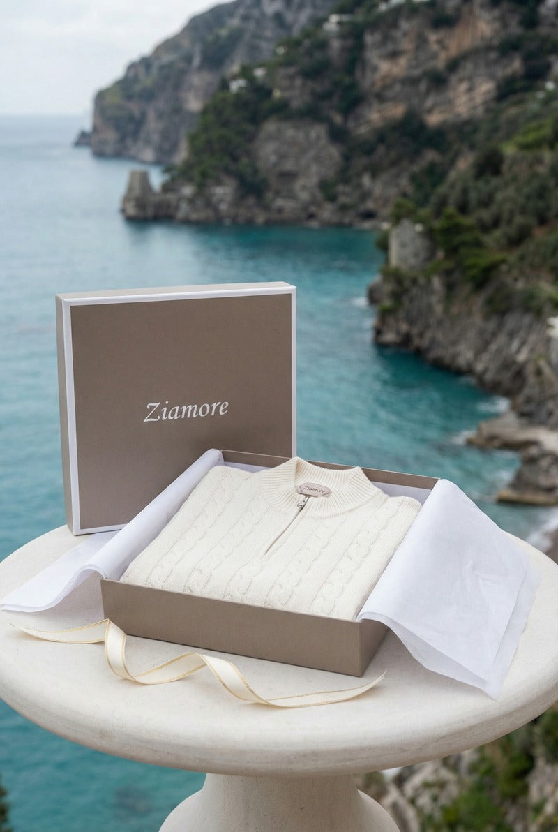 Como Cashmere Quarter Zip Beige