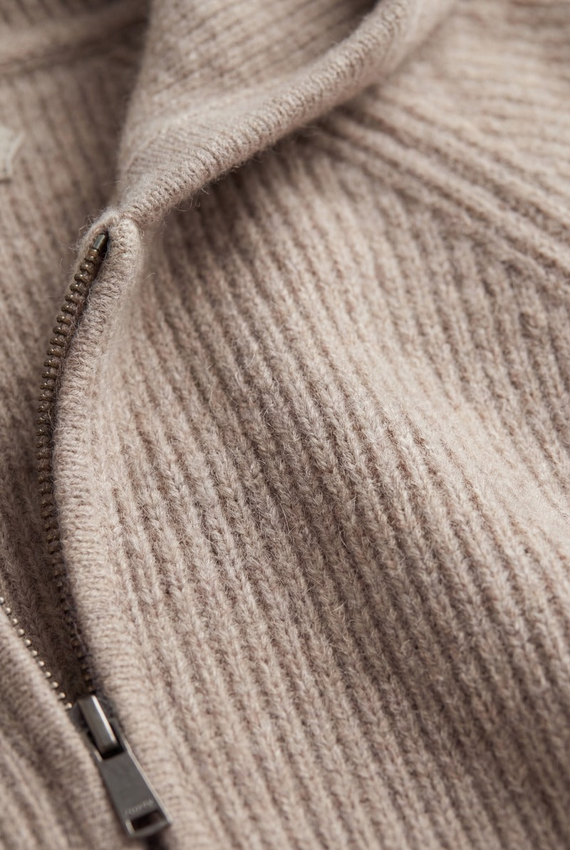 Cortina Cashmere Zip Hoodie Brown