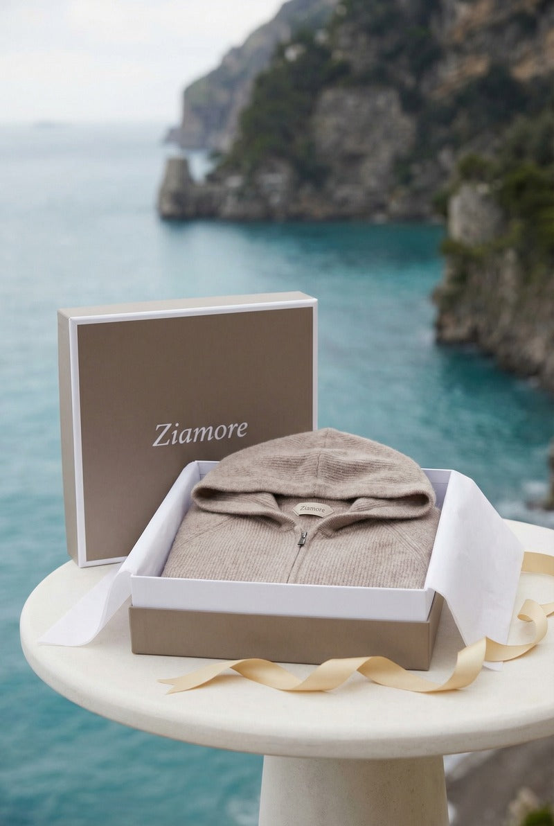 Cortina Cashmere Zip Hoodie Brown