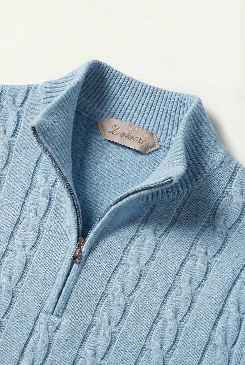 Como Cashmere Quarter Zip Baby Blue