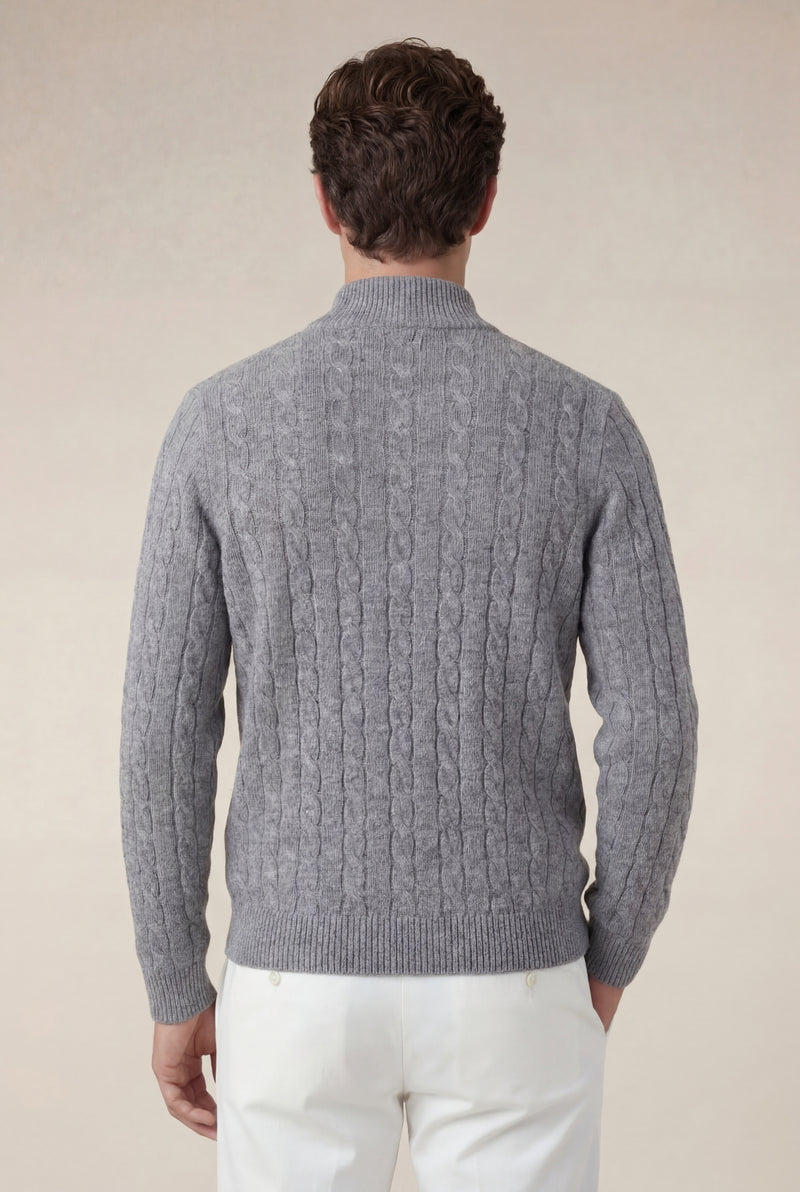 Como Cashmere Quarter Zip Dark Grey